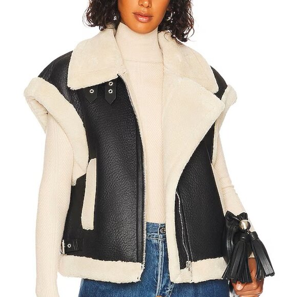 NWT Blank NYC Faux Leather Sherpa Vest - Picture 1 of 10